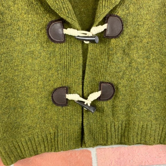 J. Crew Women's Green Lamb Wools Cashmere Cropped Toggle Cardigan Sweater Small - Picture 3 of 6